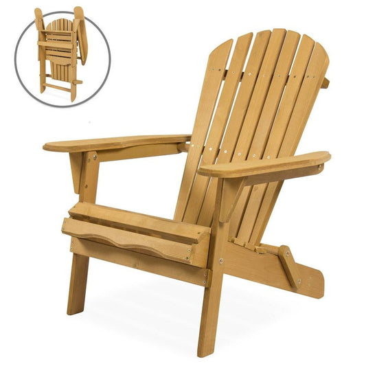 All Weather Adirondack Large Foldable Chair Natural Finish - Tampa Home & Garden Store