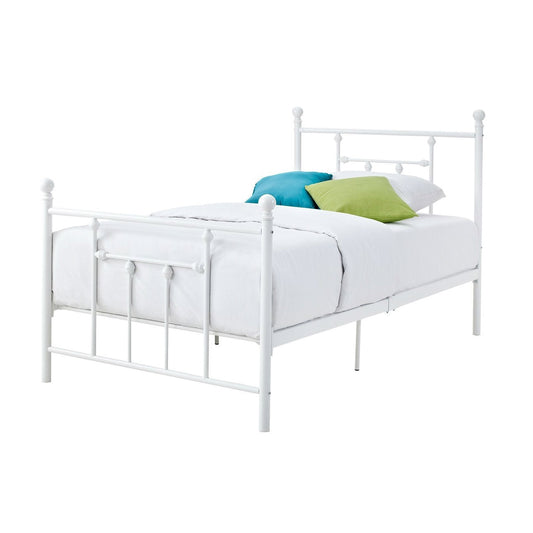 Full size White Metal Platform Bed with Headboard and Footboard - Tampa Home & Garden Store