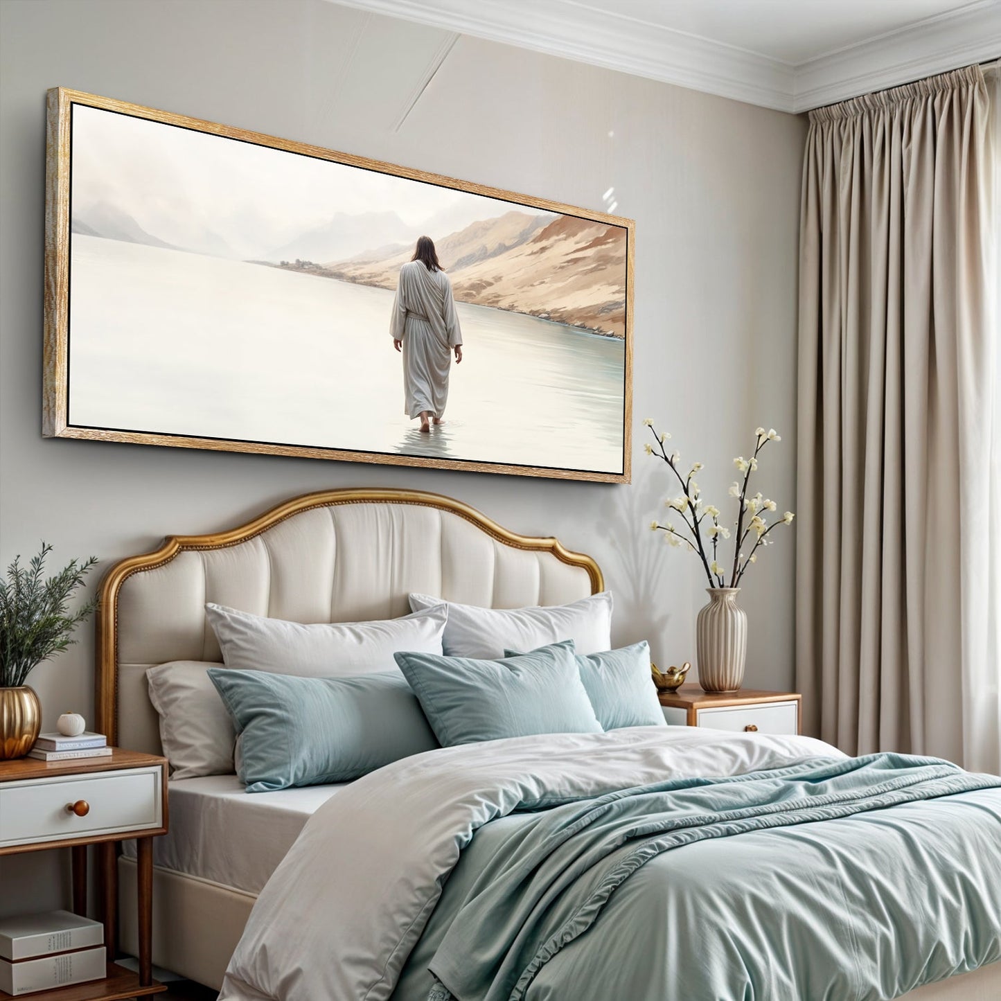 Walking on Water - Faith Wall Art XI canvas with gold frame by Tailored Canvases on Tampa Home & Garden Store