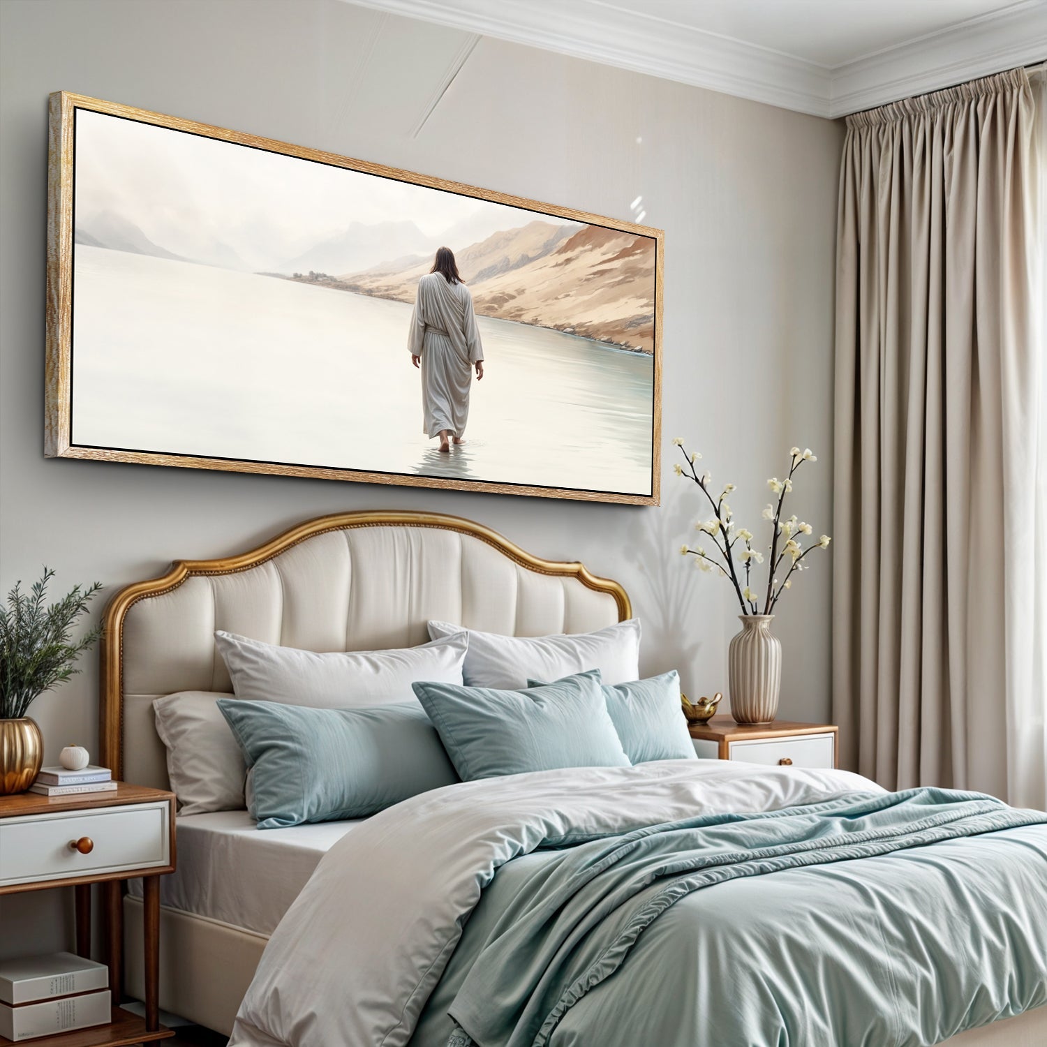 Walking on Water - Faith Wall Art XI canvas with gold frame by Tailored Canvases on Tampa Home & Garden Store