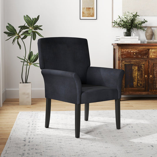 Fabric Upholstered Executive Guest Armchair with Rubber Wood Legs-Black - Tampa Home & Garden Store