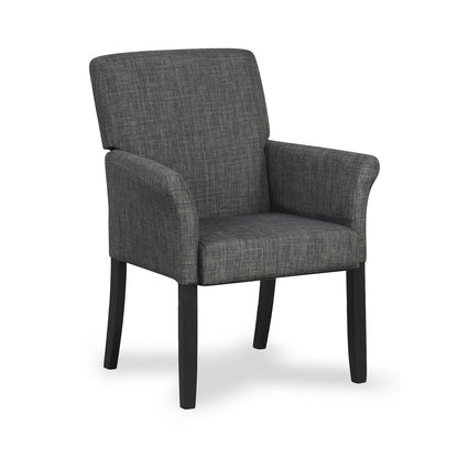 Fabric Upholstered Executive Guest Armchair with Rubber Wood Legs-Black