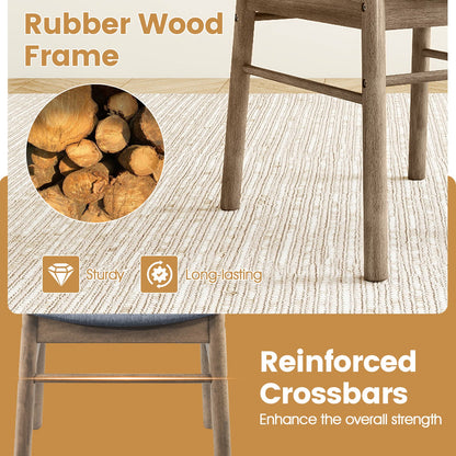 Fabric Upholstered Kitchen Armless Dining Chairs with Rubber Wood Frame Set of 4-Oak