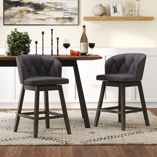 Counter Height Fabric Upholstered Bar Stools Set of 2-Gray - Tampa Home & Garden Store