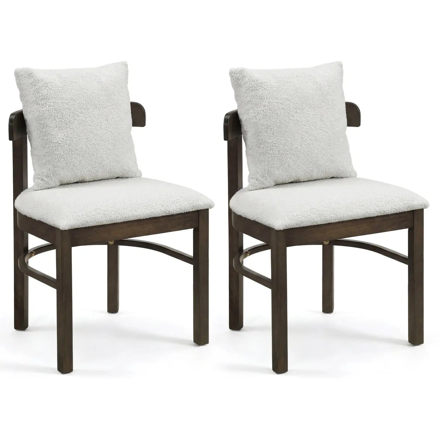 Fabric Upholstered Wood Dining Chairs Set of 2