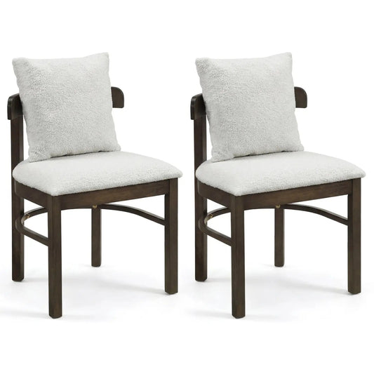 Fabric Upholstered Wood Dining Chairs Set of 2