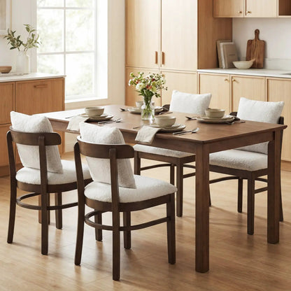 Fabric Upholstered Wood Dining Chairs Set of 2