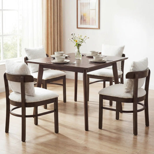 Fabric Upholstered Chairs Set of 4 with Pillow