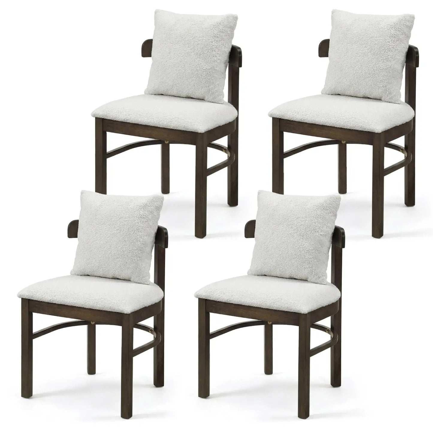 Fabric Upholstered Chairs Set of 4 with Pillow