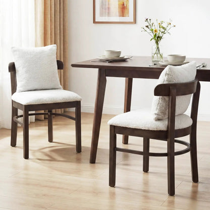 Fabric Upholstered Chairs Set of 4 with Pillow