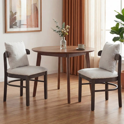 Fabric Upholstered Chairs Set of 4 with Pillow