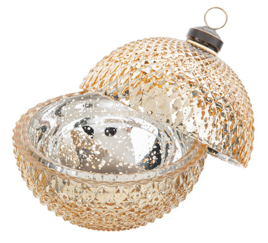 Faceted Glass Ornament Trinket Box with Place Card Holder - Gold - Tampa Home & Garden Store