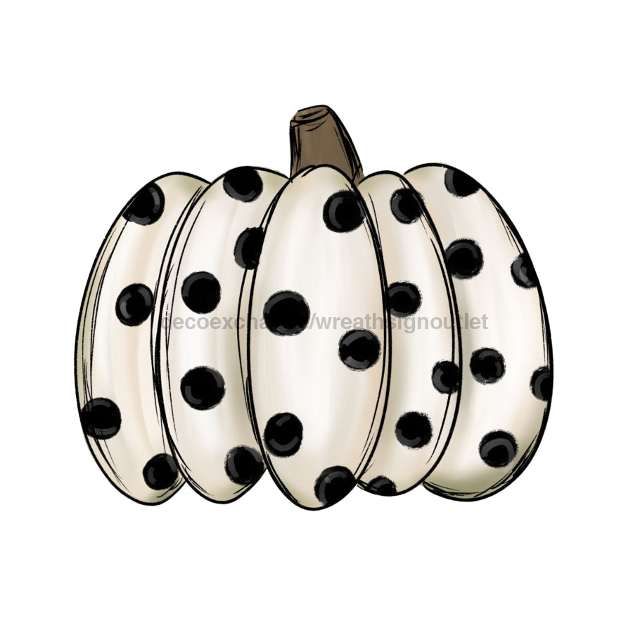 Fall Pumpkin Black and White Polka Dots, wood sign, DECOE-W-012 - Tampa Home & Garden Store