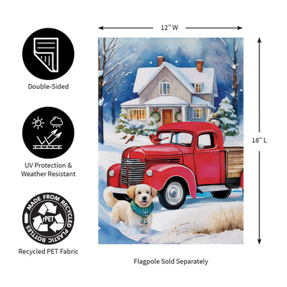 Family Christmas Truck Suede Garden Flag - Tampa Home & Garden Store