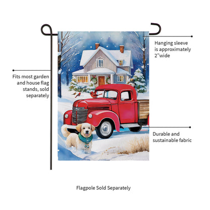 Family Christmas Truck Suede Garden Flag - Tampa Home & Garden Store
