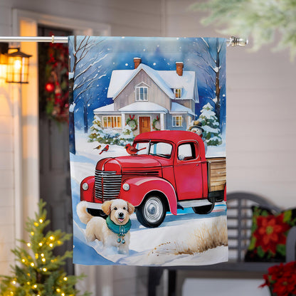 Family Christmas Truck Suede House Flag - Tampa Home & Garden Store