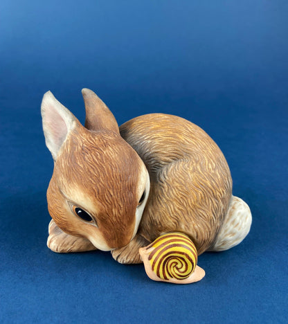 Family of Brown Porcelain Bunnies. Hand-Painted Mom Rabbit with Babies. In the Meadow by RW OM. Easter or Spring Celebration. - Tampa Home & Garden Store