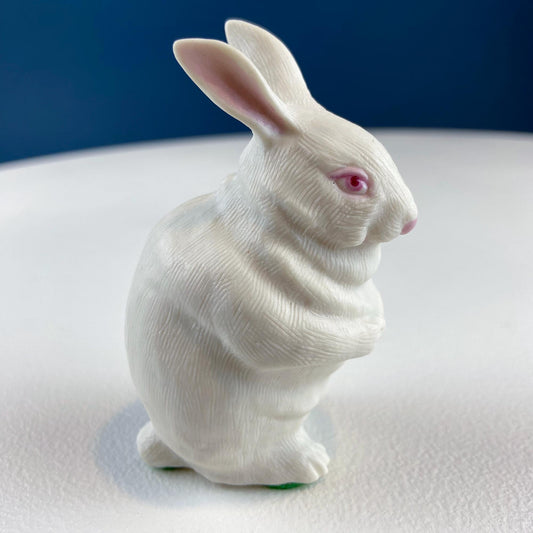 Family of White Porcelain Bunnies with Pink Ears & Eyes. 5 Small Figurines. Home Kids Room Decor. Easter Display. Gift for Him or Her. - Tampa Home & Garden Store