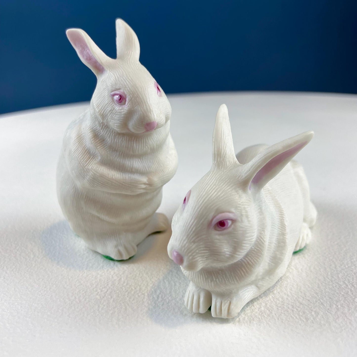Family of White Porcelain Bunnies with Pink Ears & Eyes. 5 Small Figurines. Home Kids Room Decor. Easter Display. Gift for Him or Her. - Tampa Home & Garden Store