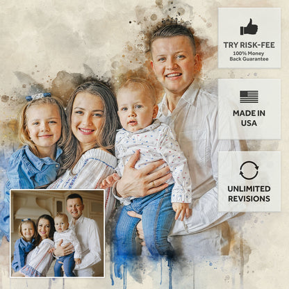 Family Watercolor Portrait Custom Wall Art canvas by Tailored Canvases, crafting canvas on Tampa Home & Garden Store