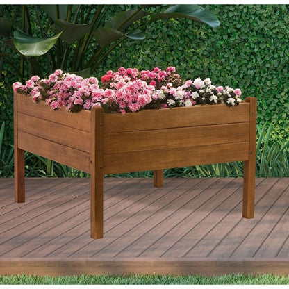 FarmHome 3ft x 3ft Raised Planter Solid Eucalyptus Garden Bed - Tampa Home & Garden Store