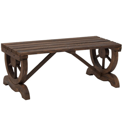 FarmHome Rustic Fir Wood Wheel Outdoor Garden Bench - Tampa Home & Garden Store