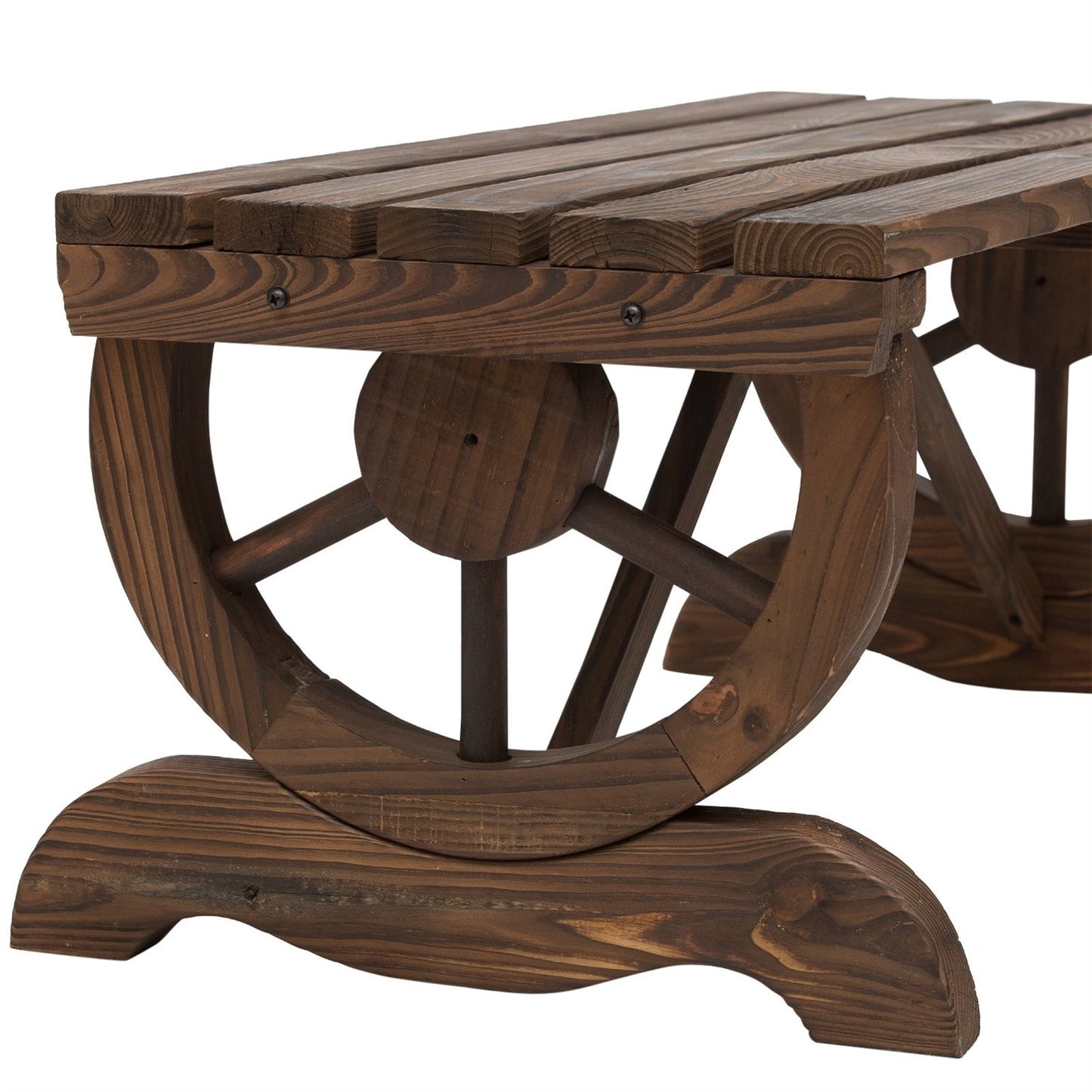 FarmHome Rustic Fir Wood Wheel Outdoor Garden Bench - Tampa Home & Garden Store