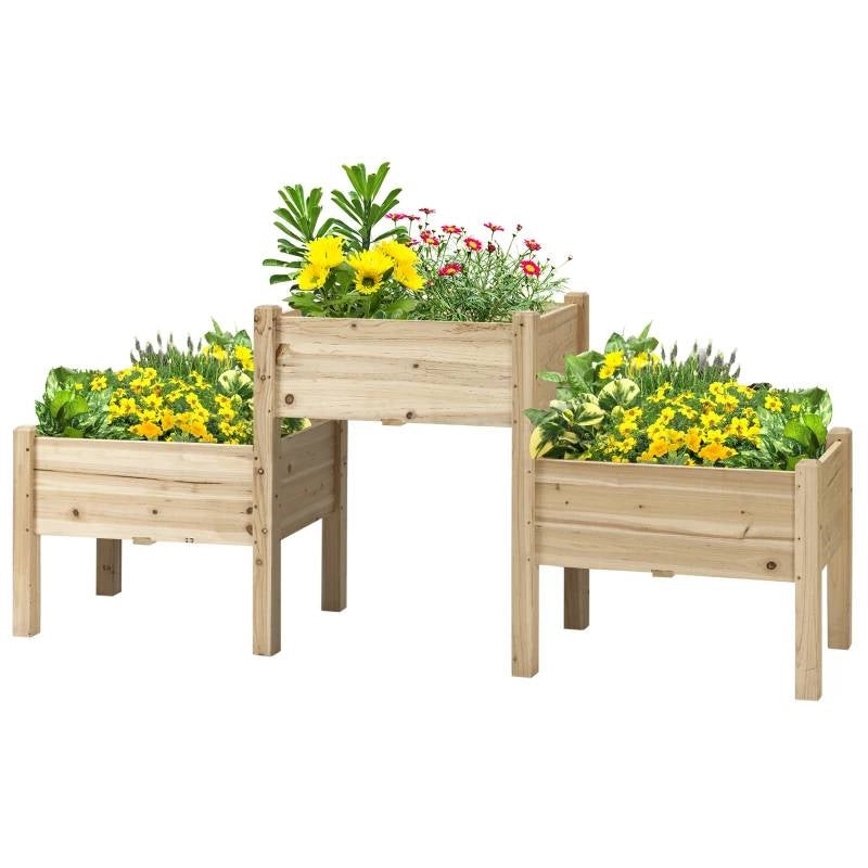 FarmHouse 3 Wooden Elevated Planter Raised Garden Beds - Tampa Home & Garden Store