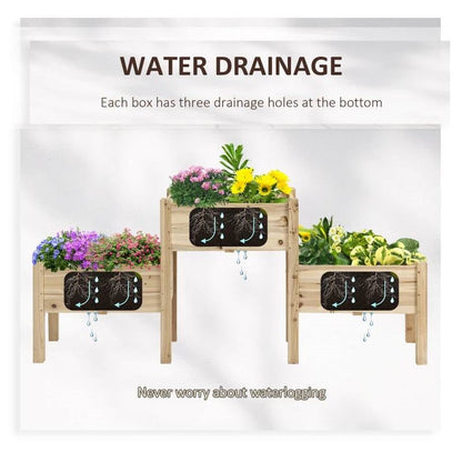 FarmHouse 3 Wooden Elevated Planter Raised Garden Beds - Tampa Home & Garden Store