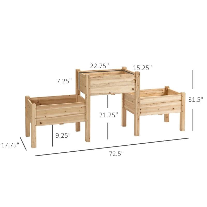 FarmHouse 3 Wooden Elevated Planter Raised Garden Beds - Tampa Home & Garden Store