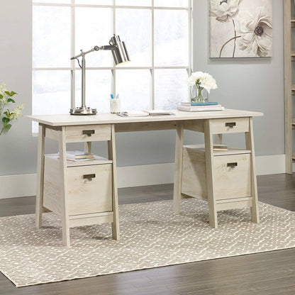FarmHouse Chalky Oak Executive Desk w/ Filing Cabinets Storage - Tampa Home & Garden Store