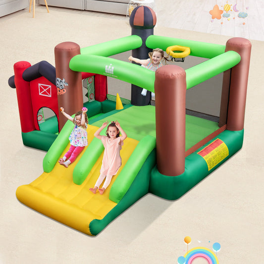 6-in-1 Inflatable Bounce House with Double Slides without Blower - Tampa Home & Garden Store