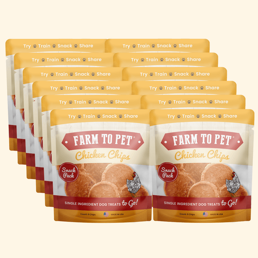 Farm To Pet Chicken Chips Snack Pack bundles (6 bags) for dogs on Tampa Home & Garden Store