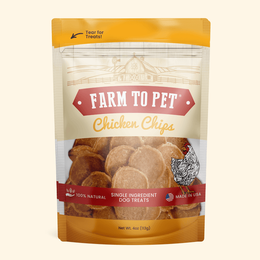 Chicken Chips dog treats 4 oz Farm To Pet, orange-pack, single-ingredient 100% natural on Tampa Home & Garden Store