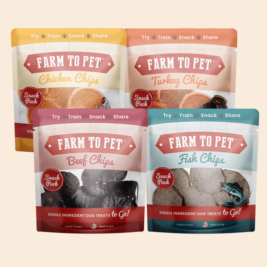 Farm To Pet Snack Pack dog treats with Chicken Chips and Turkey Chips 6 chips per pack on Tampa Home & Garden Store