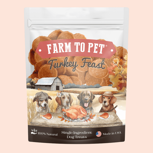 Turkey Feast Chips dog treats bag Farm To Pet, single-ingredient turkey flavor on Tampa Home & Garden Store
