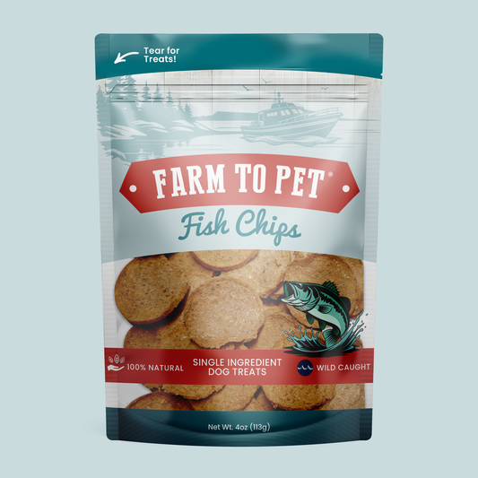 Fish Chips dog treats Farm To Pet wild-caught fish chips single-ingredient bag on Tampa Home & Garden Store
