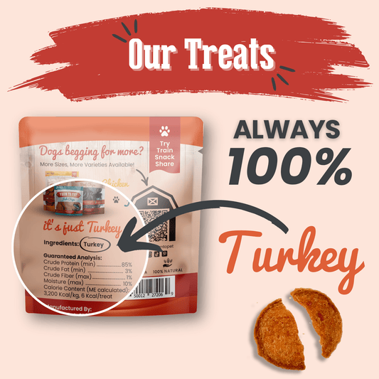 Turkey Chips Snack Pack Bundles by Farm To Pet; low allergen training snack on beige background on Tampa Home & Garden Store