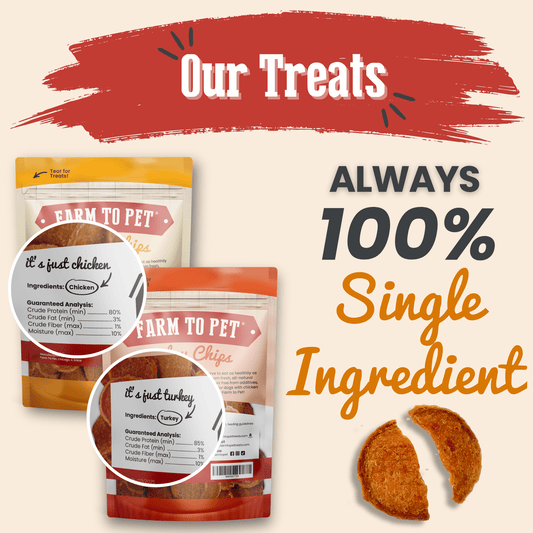 Turkey & Chicken Chip Dog Treat Duo Farm To Pet, single-ingredient poultry dog chips on Tampa Home & Garden Store