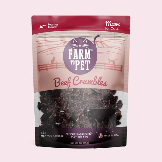 Beef Crumbles Cat Treats by Farm To Pet, single-ingredient high-protein cat treats 3oz on Tampa Home & Garden Store