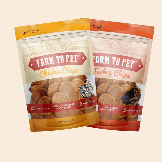 Turkey & Chicken Chip Dog Treat Duo Farm To Pet, single-ingredient poultry chips on Tampa Home & Garden Store