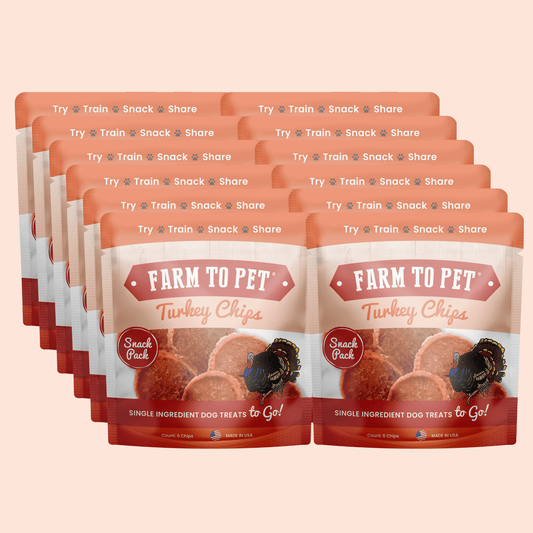 Turkey Chips Snack Pack bundles by Farm To Pet; dog treats, six chips per bag on Tampa Home & Garden Store