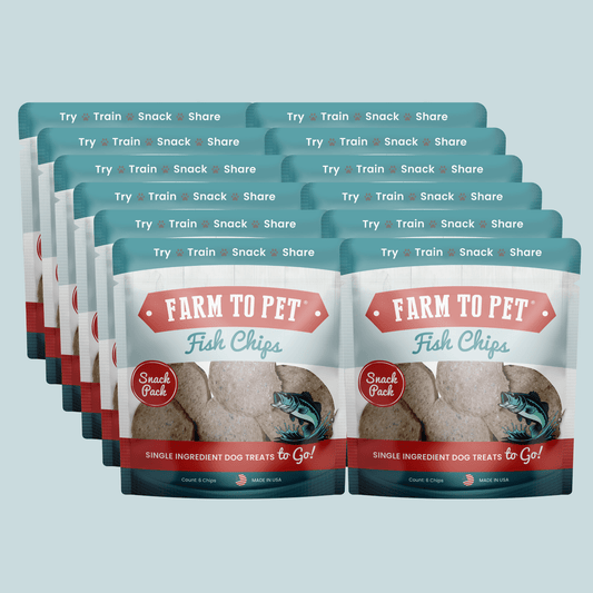 Farm To Pet Fish Chips Snack Pack Bundle dog treats for training & travel, 6 chips per pack on Tampa Home & Garden Store