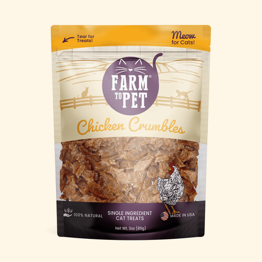 Chicken Crumbles Cat Treats by Farm To Pet, single-ingredient, 3oz bag on Tampa Home & Garden Store