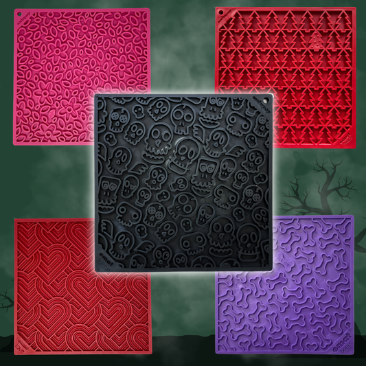Dog Lick Mats Farm To Pet assorted colors floral pink skull black tree red slow-feeder mats on Tampa Home & Garden Store