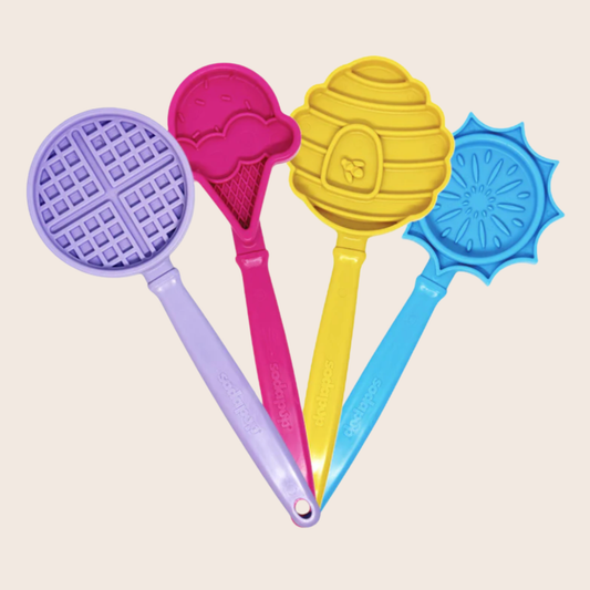 Lick Sticks five-piece dog training toy set in purple pink yellow blue Farm To Pet on Tampa Home & Garden Store
