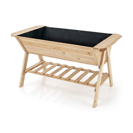 Farmhouse 2 Tier Large Outdoor Natural Wooden 5-ft Raised Garden Bed Planter Box - Tampa Home & Garden Store