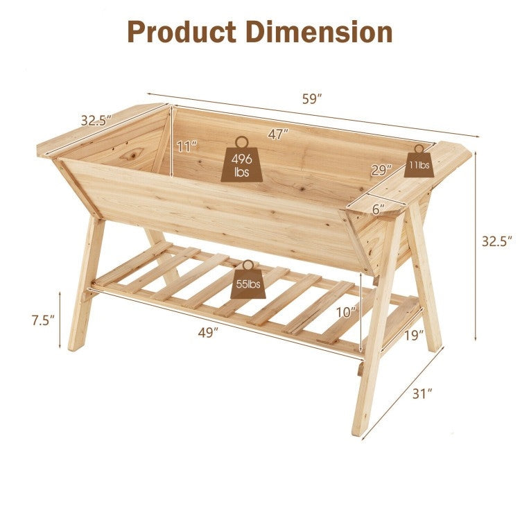 Farmhouse 2 Tier Large Outdoor Natural Wooden 5-ft Raised Garden Bed Planter Box - Tampa Home & Garden Store
