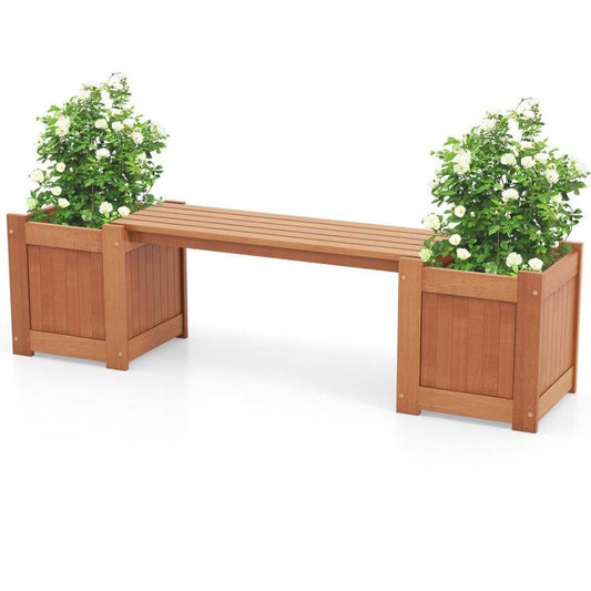Farmhouse Durable Outdoor Wooden Planter Box with Garden Bench - Tampa Home & Garden Store