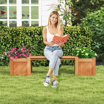 Farmhouse Durable Outdoor Wooden Planter Box with Garden Bench - Tampa Home & Garden Store
